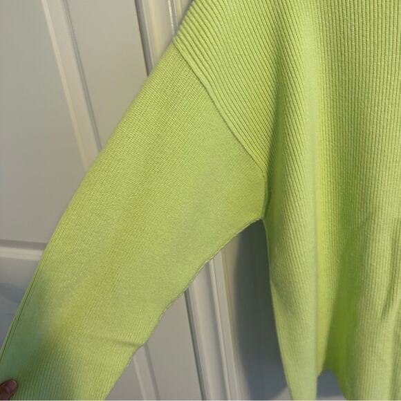 Free People Bright Lime Green Turtleneck Sweater Medium - Picture 7 of 14